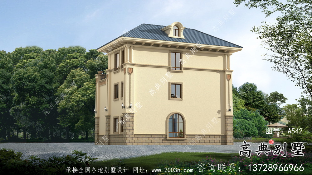 大方得體的農村三層別墅建筑圖+結構圖