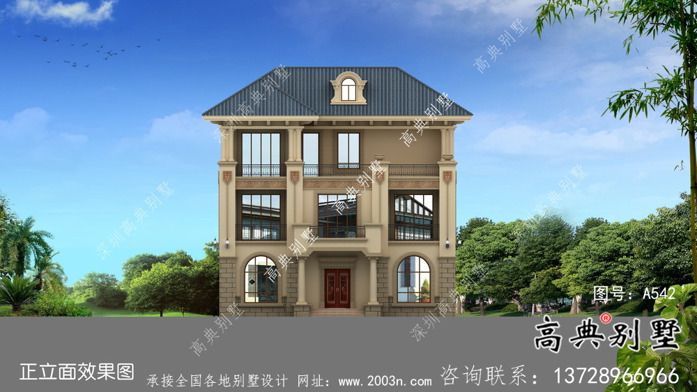 大方得體的農村三層別墅建筑圖+結構圖