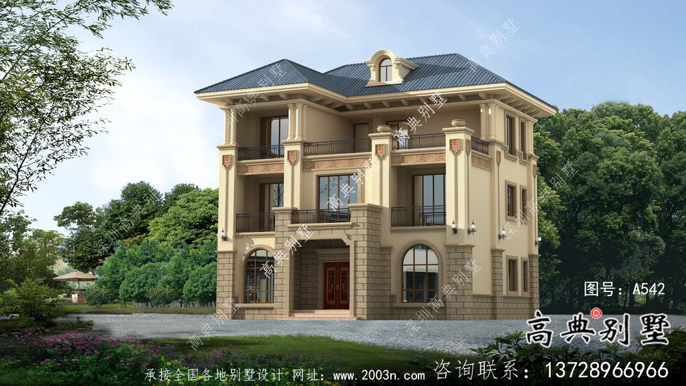 大方得體的農村三層別墅建筑圖+結構圖