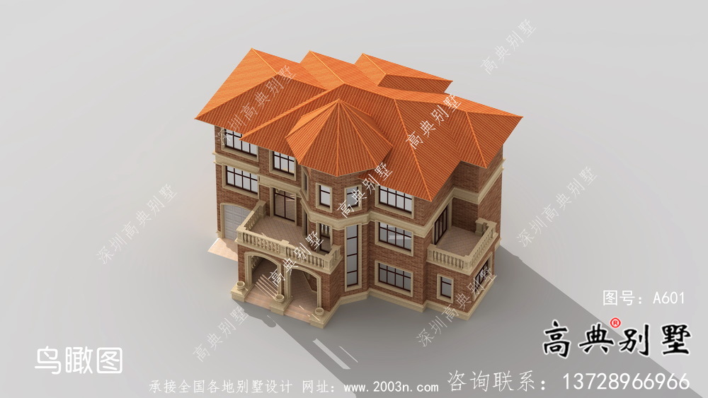 特色歐式風格三層新農村別墅設計圖含效果圖