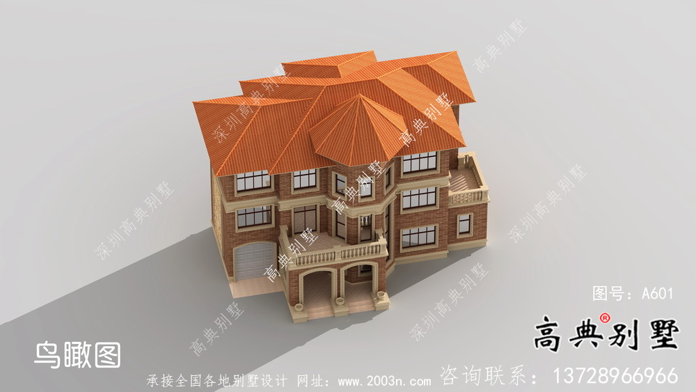 特色歐式風格三層新農村別墅設計圖含效果圖