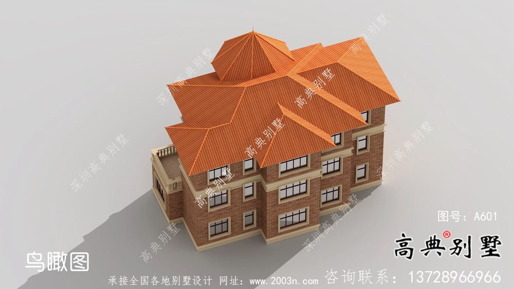 特色歐式風格三層新農村別墅設計圖含效果圖