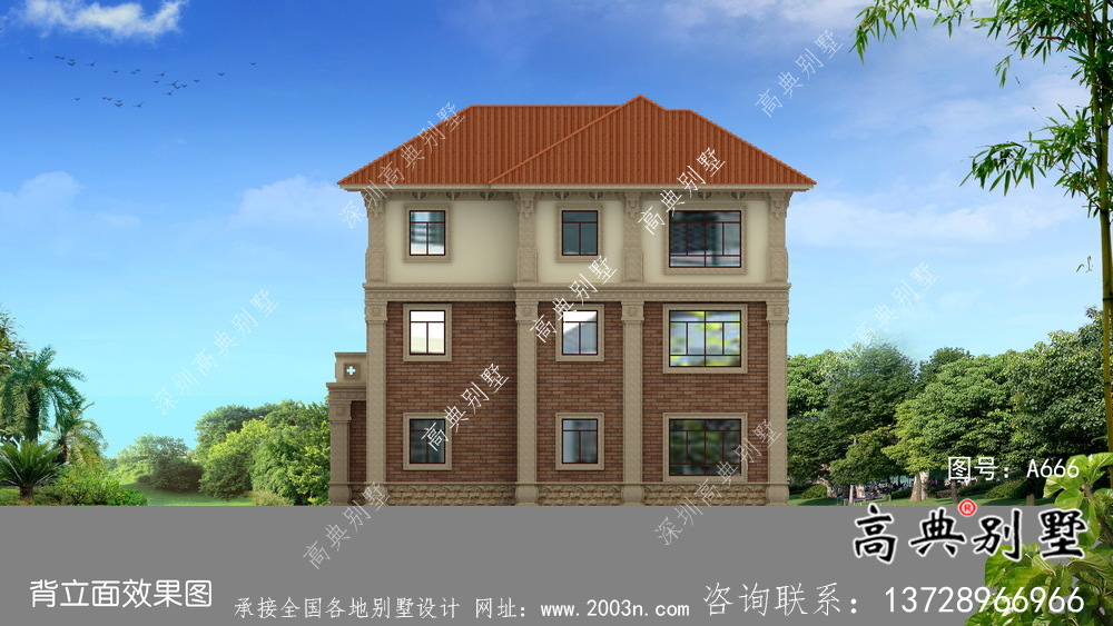 三層實用中式別墅農村自建別墅設計圖紙