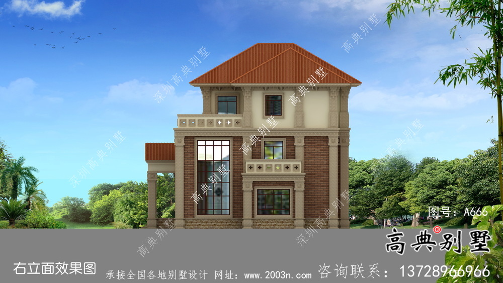 三層實用中式別墅農村自建別墅設計圖紙