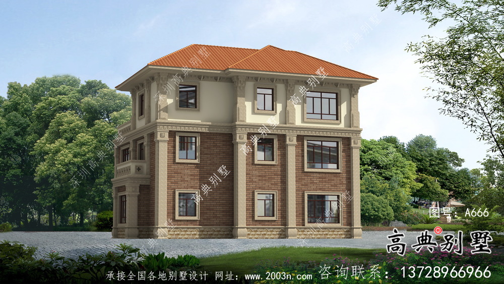 三層實用中式別墅農村自建別墅設計圖紙