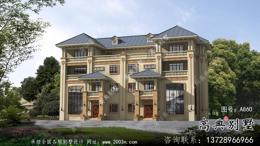 意大利風格雙拼四層新農村別墅設計套圖
