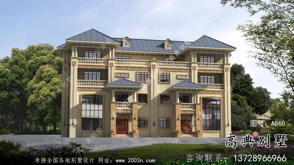 意大利風格雙拼四層新農村別墅設計套圖