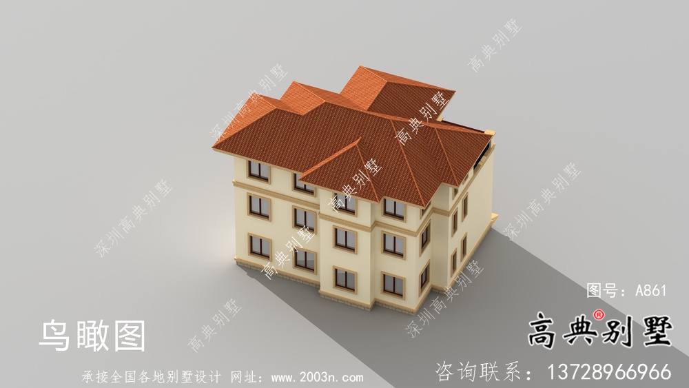 時尚大氣城市三層新農村住宅設計圖