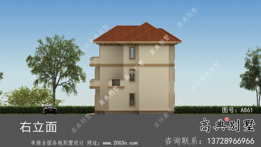 時尚大氣城市三層新農村住宅設計圖