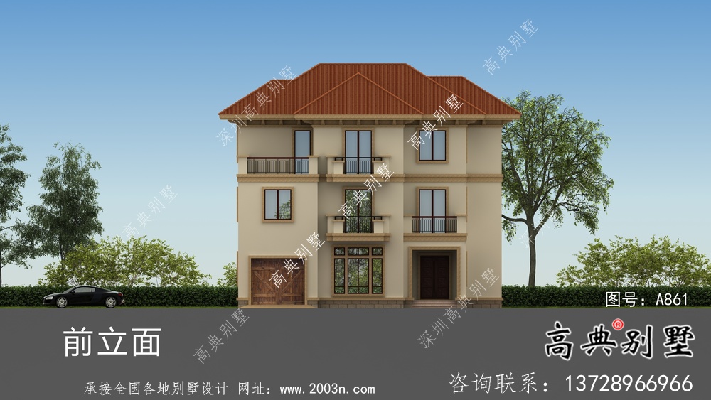 時尚大氣城市三層新農村住宅設計圖