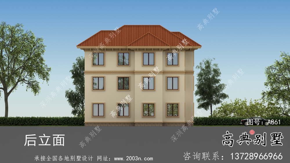 時尚大氣城市三層新農村住宅設計圖