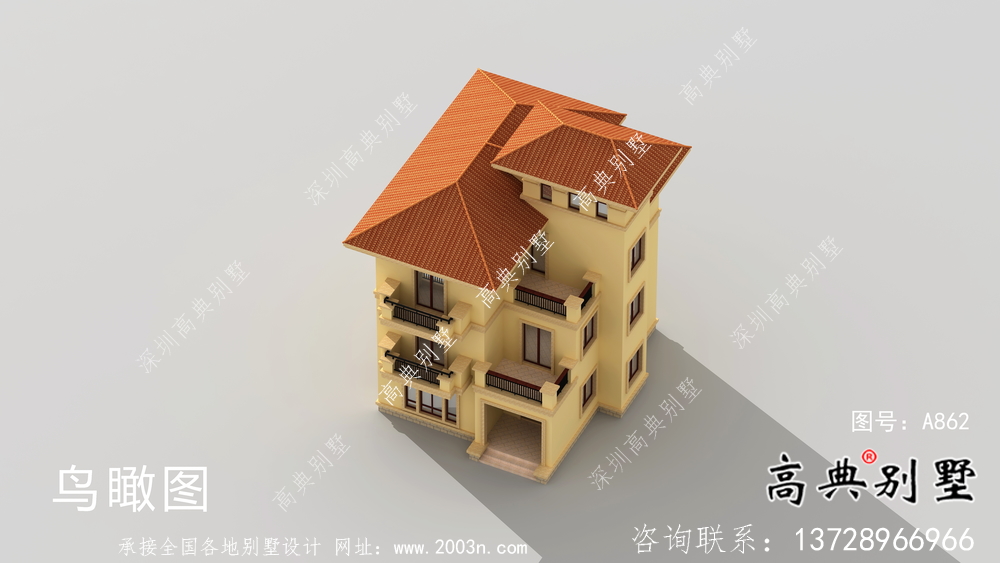 獨棟帶陽臺豪華三層別墅建筑施工圖