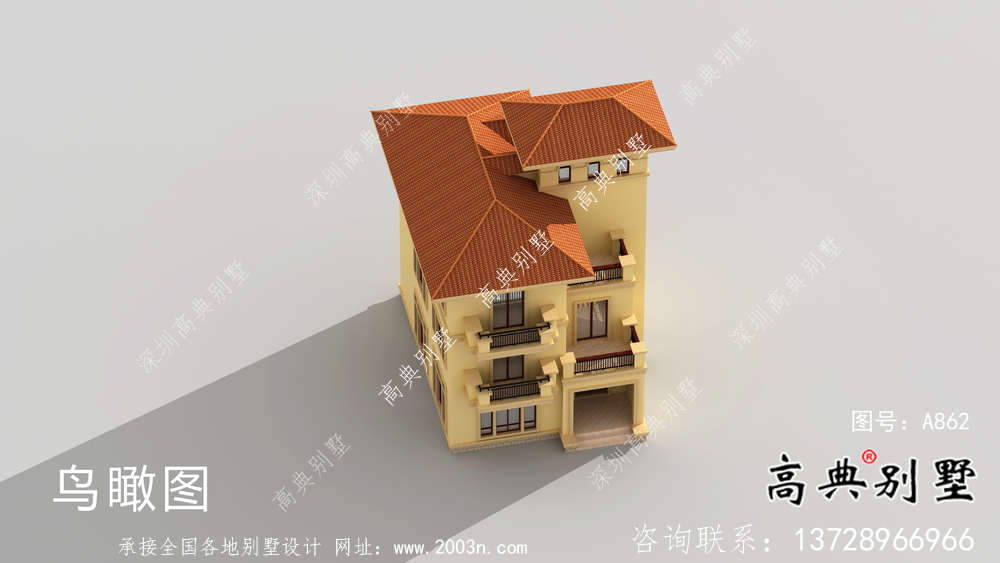 獨棟帶陽臺豪華三層別墅建筑施工圖