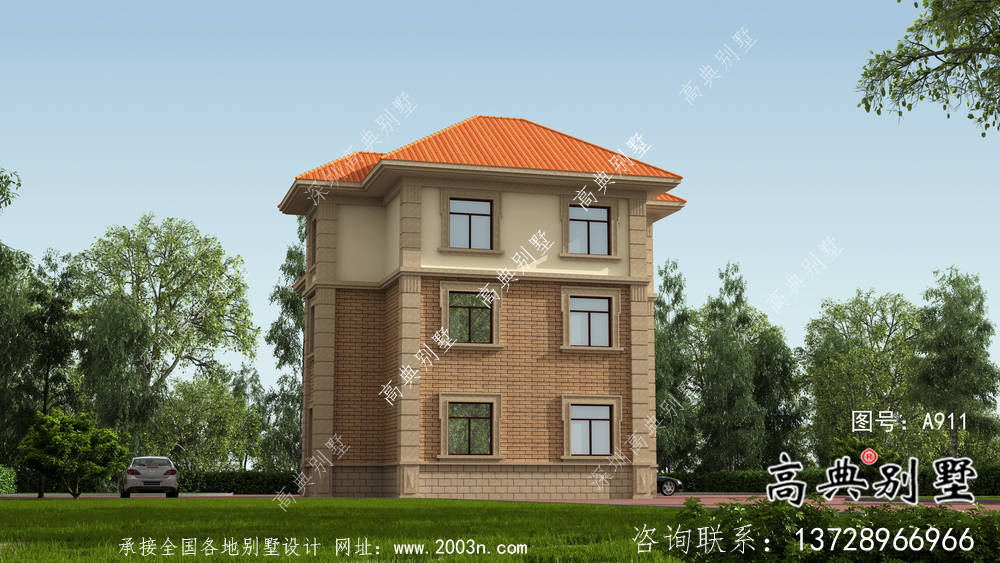 農(nóng)村自建復(fù)式三層歐式別墅外觀效果圖