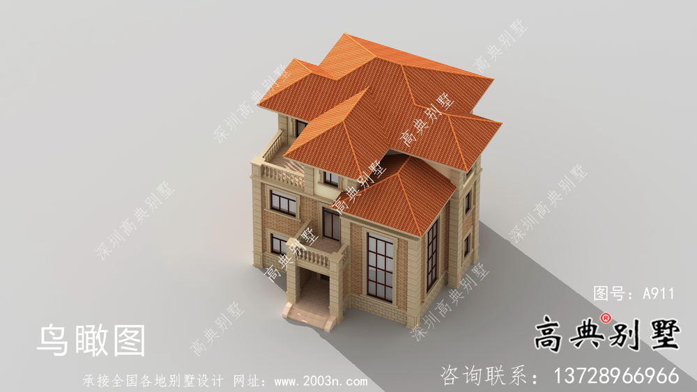 農(nóng)村自建復(fù)式三層歐式別墅外觀效果圖