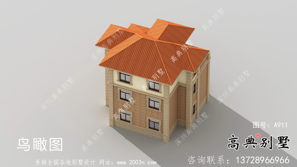 農(nóng)村自建復(fù)式三層歐式別墅外觀效果圖