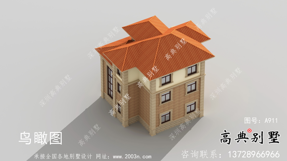 農(nóng)村自建復(fù)式三層歐式別墅外觀效果圖