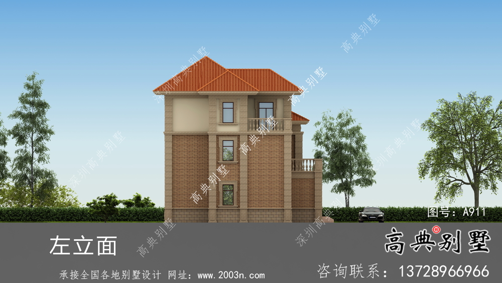 農(nóng)村自建復(fù)式三層歐式別墅外觀效果圖