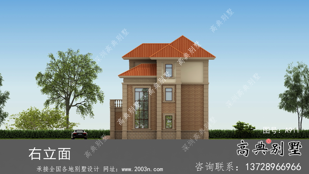 農(nóng)村自建復(fù)式三層歐式別墅外觀效果圖