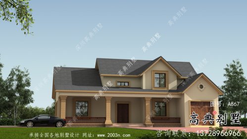帶車庫實用單層新農(nóng)村別墅設計圖，效
