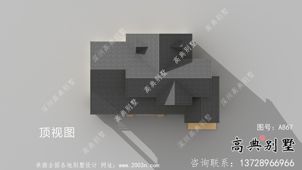 帶車庫實用單層新農村別墅設計圖，效果圖