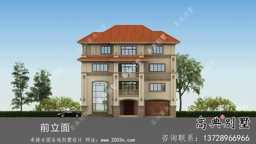 歐式獨棟四層復式別墅設計圖紙