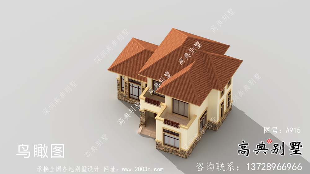 歐式框架結構兩層別墅設計圖效果圖