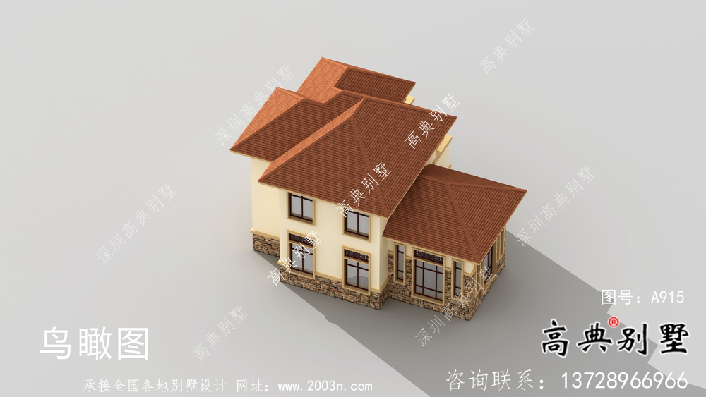 歐式框架結構兩層別墅設計圖效果圖