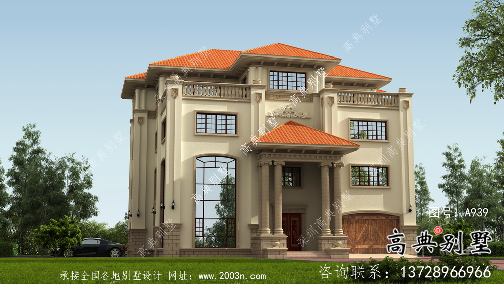 豪華高貴復式四層歐式別墅設計圖紙