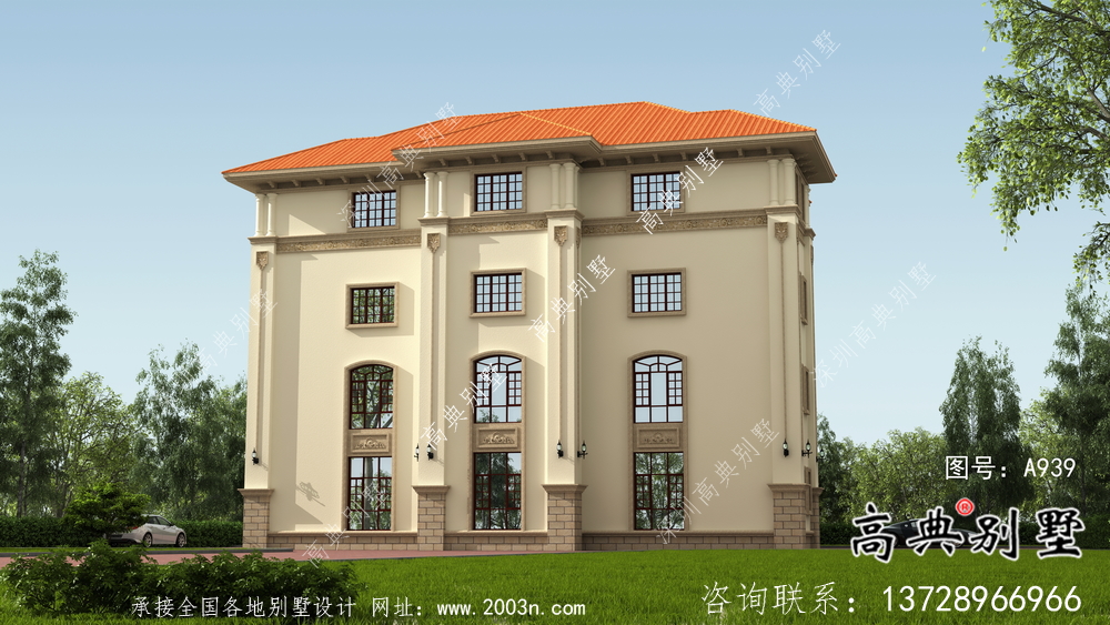 豪華高貴復式四層歐式別墅設計圖紙