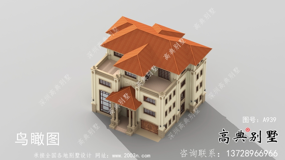 豪華高貴復式四層歐式別墅設計圖紙
