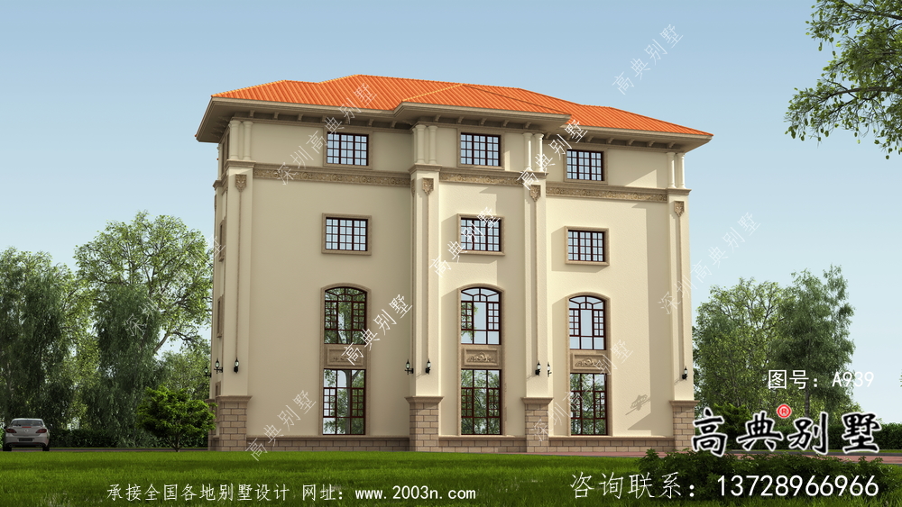 豪華高貴復式四層歐式別墅設計圖紙