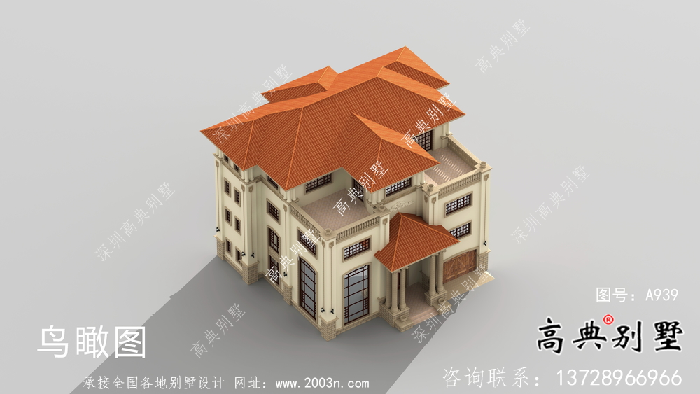 豪華高貴復式四層歐式別墅設計圖紙