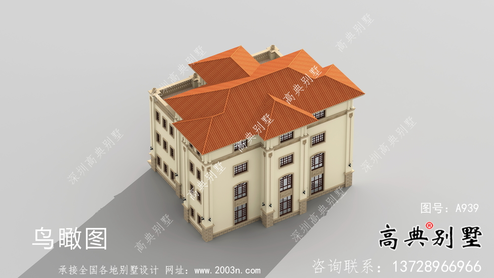 豪華高貴復式四層歐式別墅設計圖紙