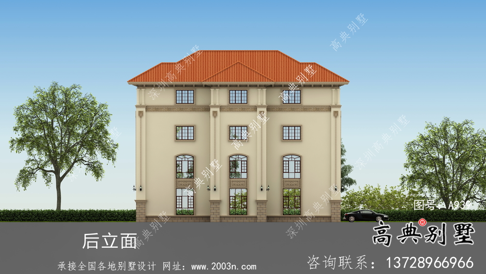 豪華高貴復式四層歐式別墅設計圖紙
