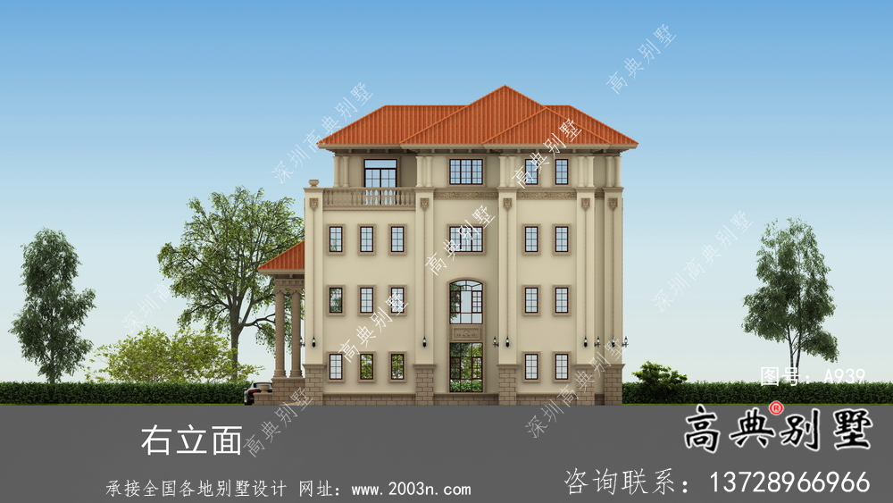 豪華高貴復式四層歐式別墅設計圖紙