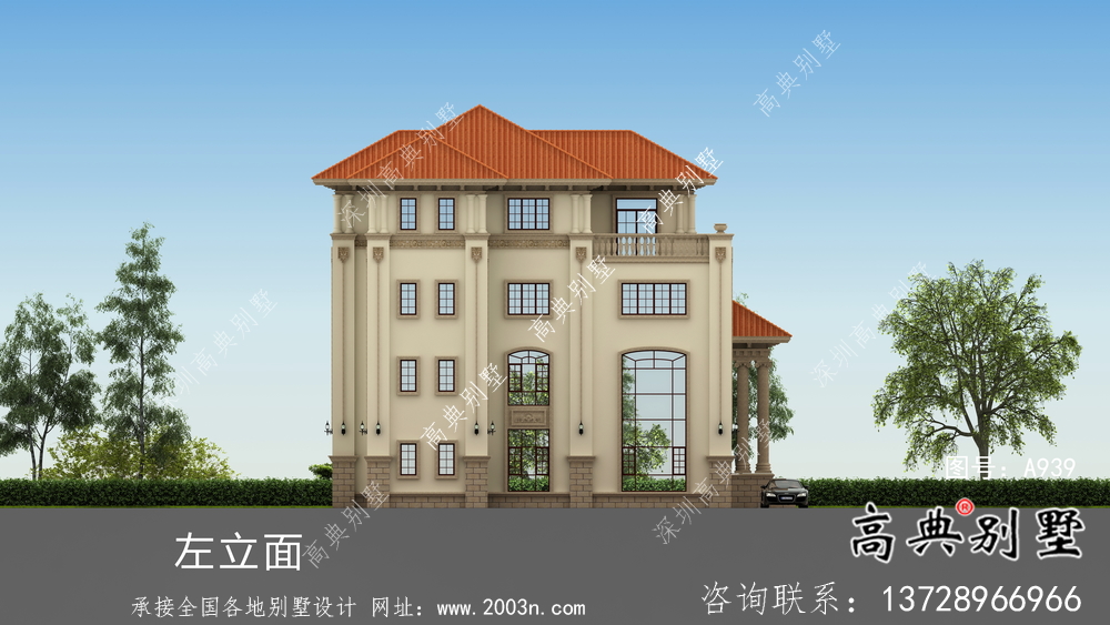 豪華高貴復式四層歐式別墅設計圖紙