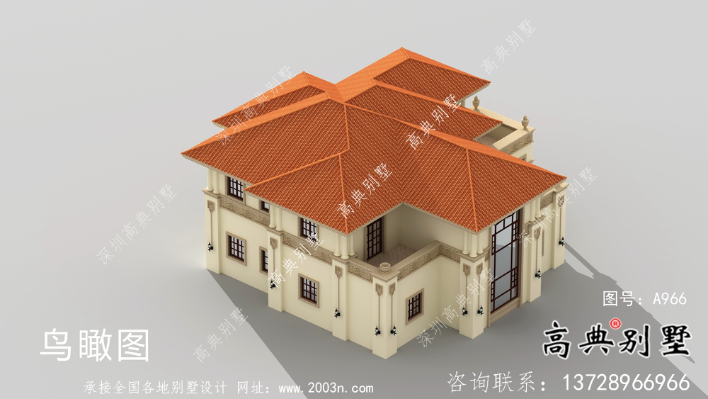歐式風格二層鄉村別墅設計圖紙