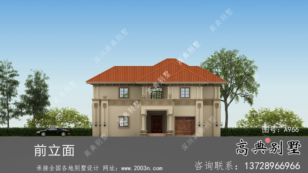 歐式風格二層鄉村別墅設計圖紙