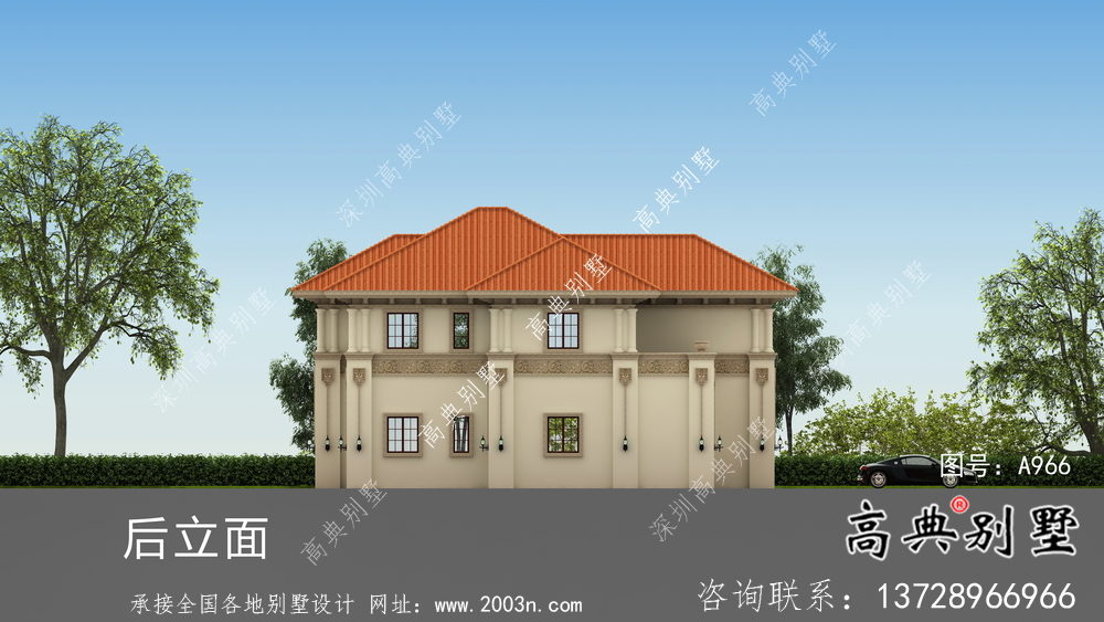 歐式風格二層鄉村別墅設計圖紙