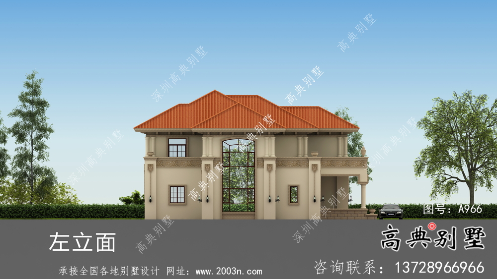 歐式風格二層鄉村別墅設計圖紙