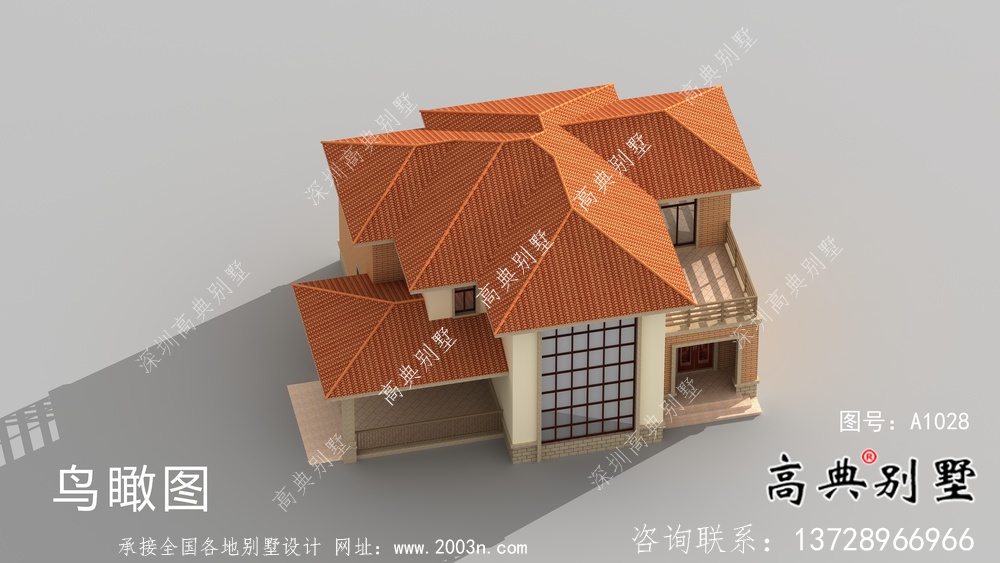 鄉村大復式二層歐式別墅設計圖紙