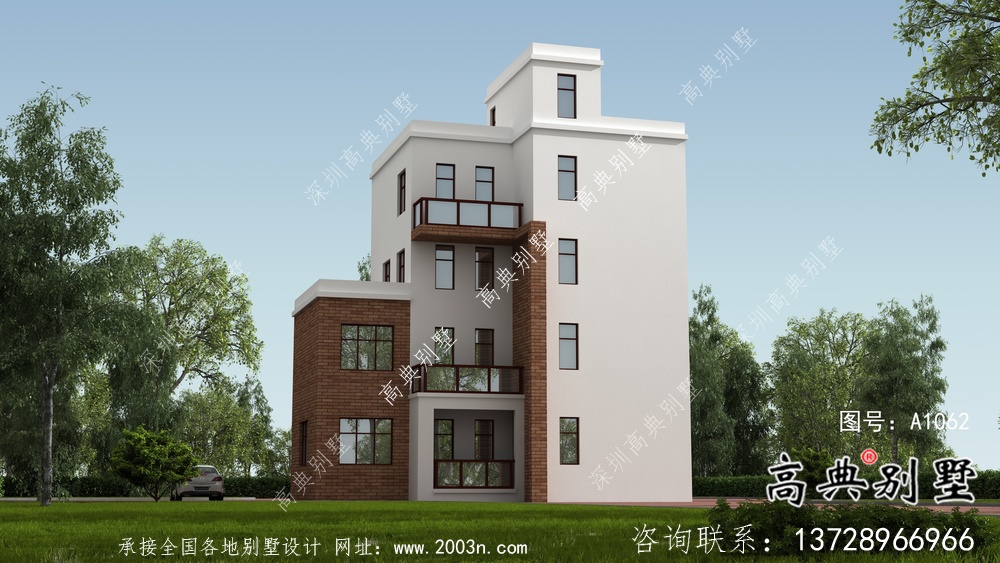 農(nóng)村現(xiàn)代風格五層別墅設(shè)計圖及施工圖