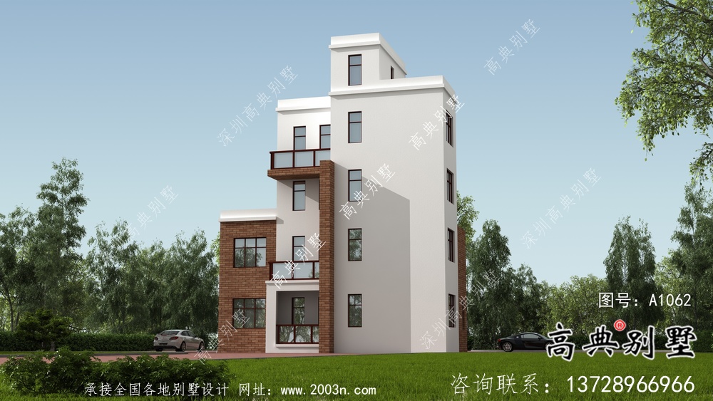 農(nóng)村現(xiàn)代風格五層別墅設(shè)計圖及施工圖