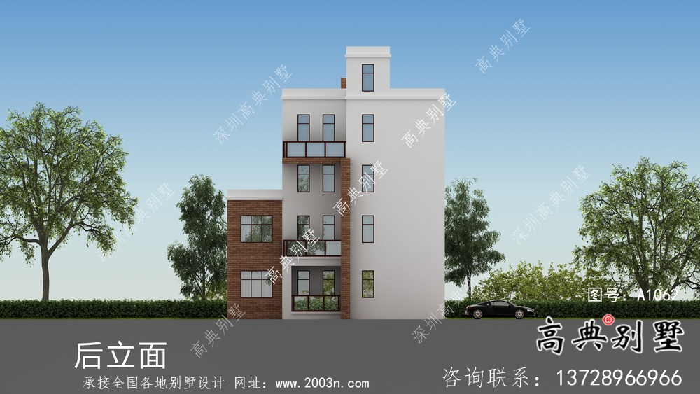 農(nóng)村現(xiàn)代風格五層別墅設(shè)計圖及施工圖