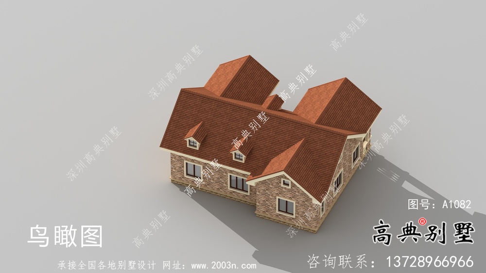 農(nóng)村單層歐式風格別墅設計圖紙及效果圖