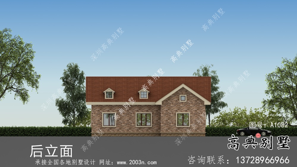 農(nóng)村單層歐式風格別墅設計圖紙及效果圖