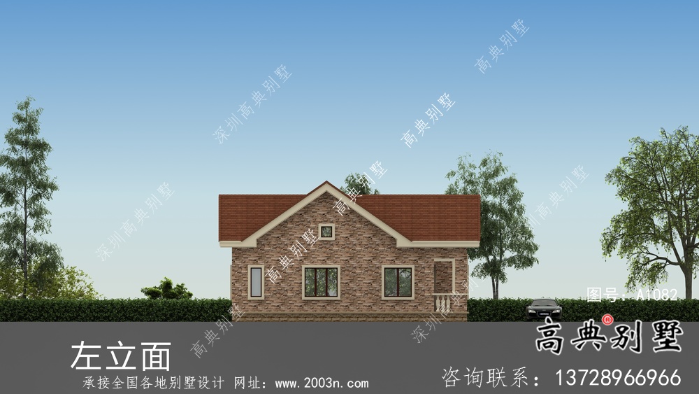 農(nóng)村單層歐式風格別墅設計圖紙及效果圖