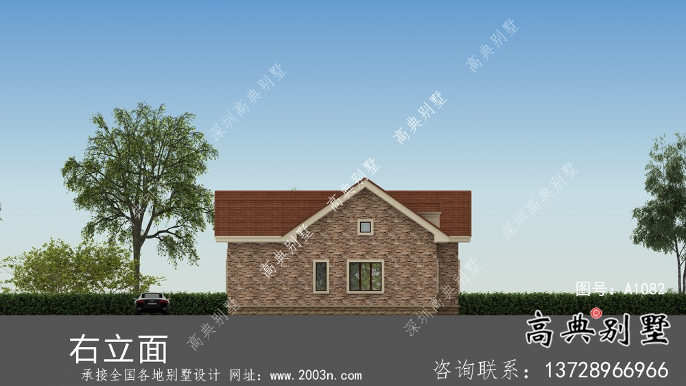 農(nóng)村單層歐式風格別墅設計圖紙及效果圖