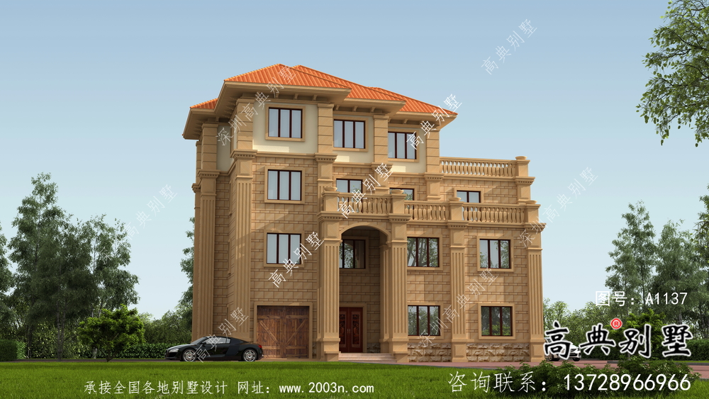 歐式古典四層別墅外觀設計效果圖大全